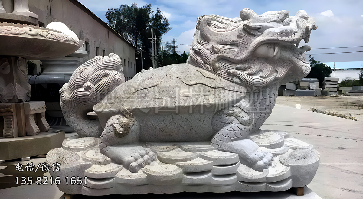 招財龍龜石雕擺件