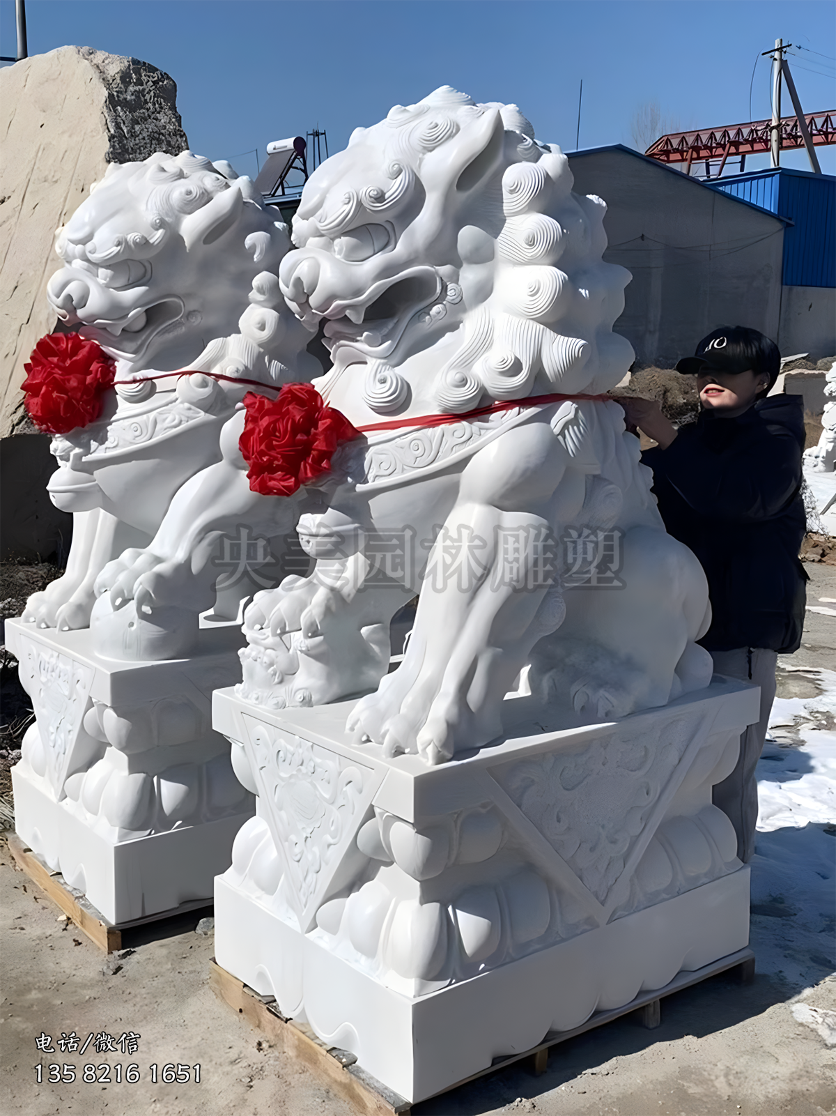 傳統(tǒng)石獅子漢白玉石雕