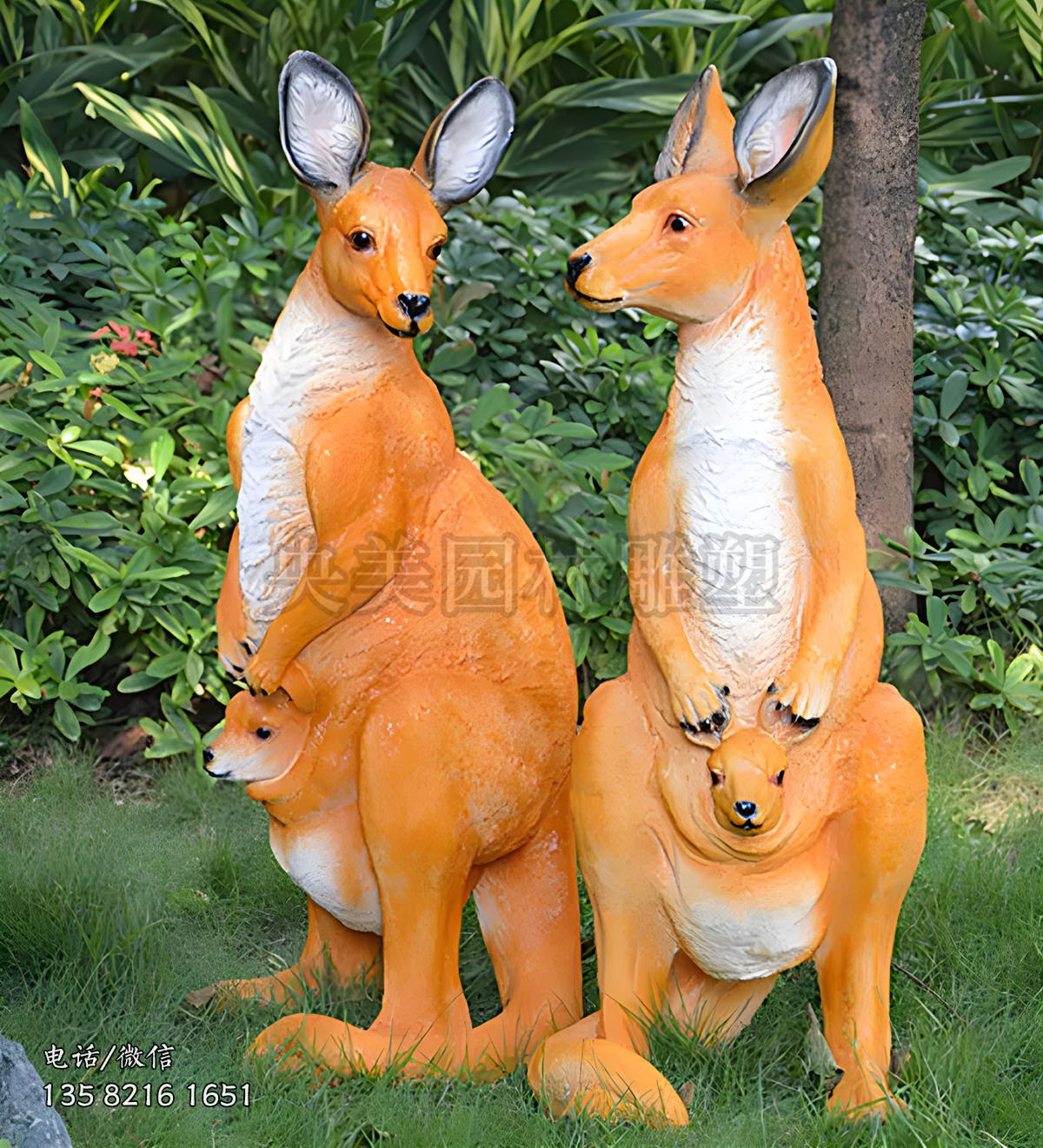 玻璃鋼彩繪仿真袋鼠雕塑