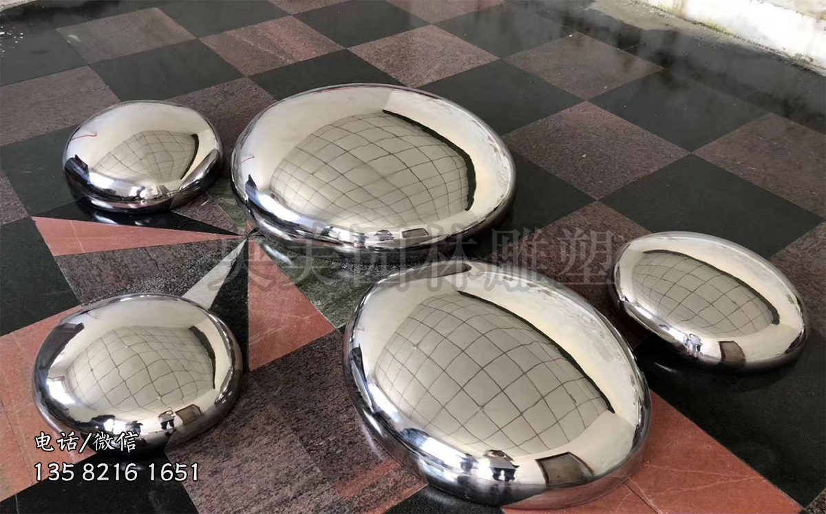 圓形水滴不銹鋼鵝卵石雕塑