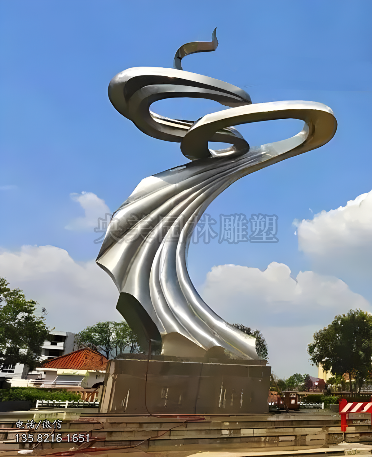 不銹鋼飄帶人形景觀雕塑